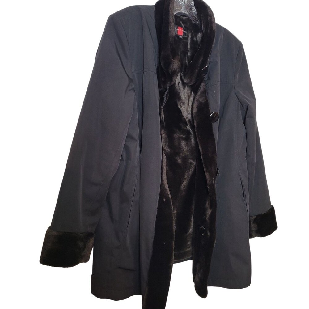 Gallery Womens Coat With Black Faux Fur Lining & Trim - Picture 3 of 11